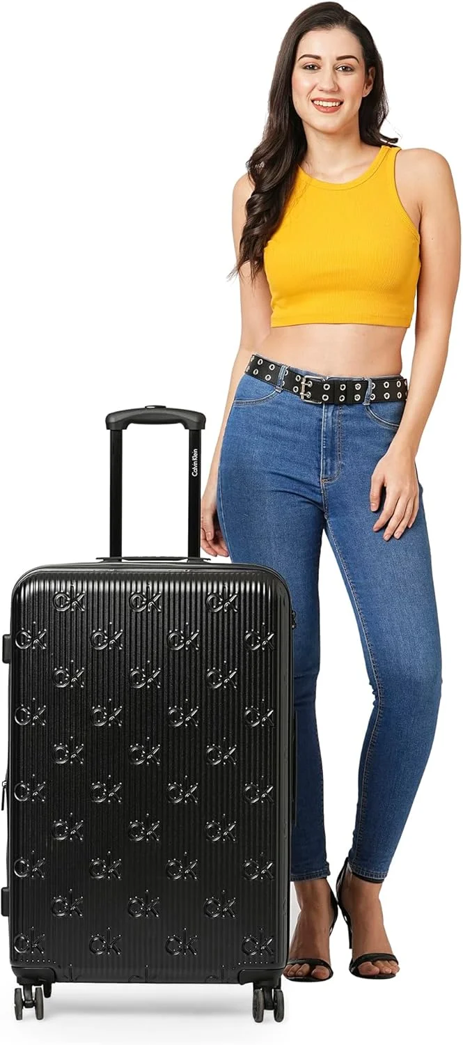 چمدان چرخ دار سخت پوسته اینسیگنیا 2.0، ABS فوق سبک، 4 چرخ دوبل با قفل TSA (مشکی، بزرگ)
