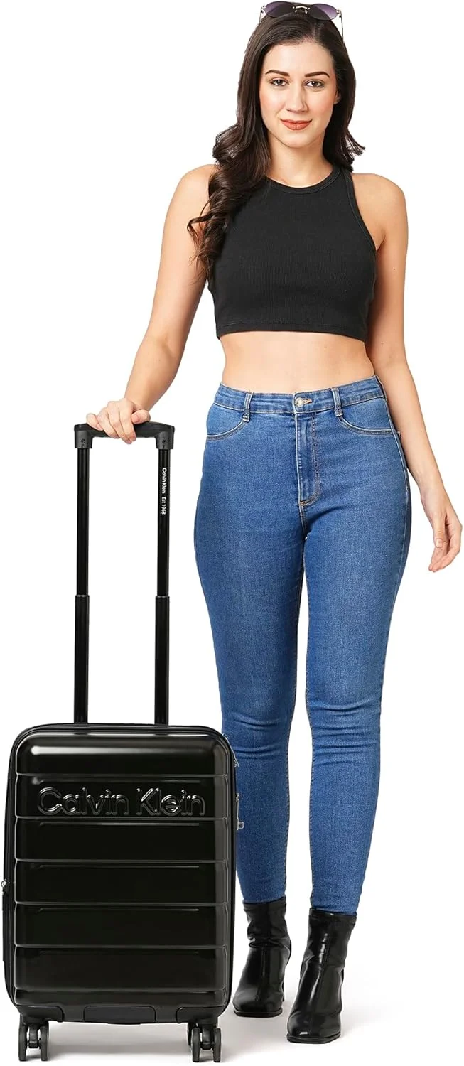 چمدان چرخ دار Ridge Line با بدنه سخت، ABS فوق سبک، 4 چرخ دوبل با قفل TSA (مشکی، کوچک)