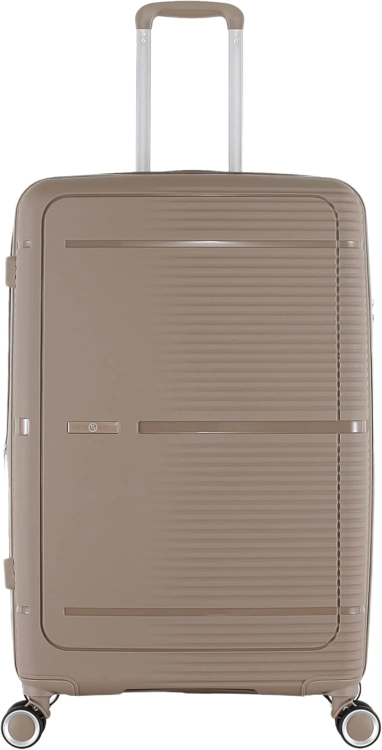 چمدان بزرگ H.T - چمدان های بادوام با بدنه سخت، چرخ های اسپینر، دسته تلسکوپی و زیپ های ضد سرقت (100 لیتر، چمدان مسافرتی سبک وزن) (شامپاینی، بزرگ سایز 28 اینچ)