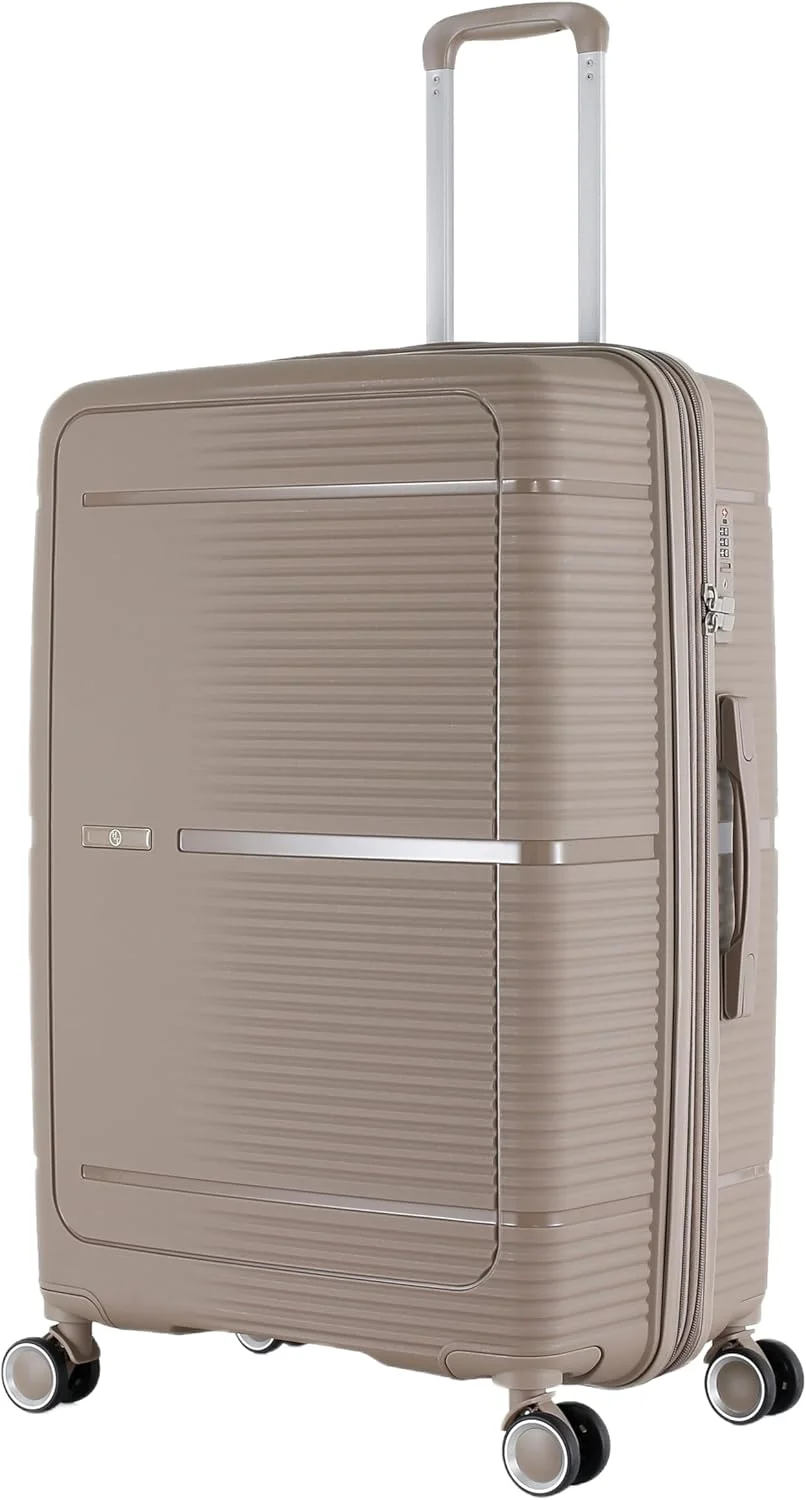 چمدان بزرگ H.T - چمدان های بادوام با بدنه سخت، چرخ های اسپینر، دسته تلسکوپی و زیپ های ضد سرقت (100 لیتر، چمدان مسافرتی سبک وزن) (شامپاینی، بزرگ سایز 28 اینچ)