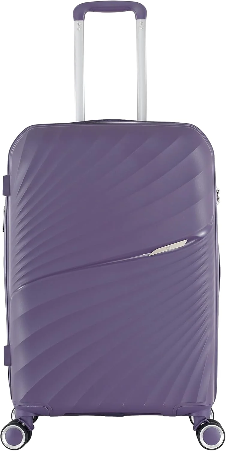 چمدان سایز متوسط H.T با قابلیت افزایش حجم، چرخ‌های گردان، قفل TSA و زیپ ایمن - چمدان مسافرتی هارد شل (24 اینچ، 64 لیتر، سایز متوسط، بنفش)