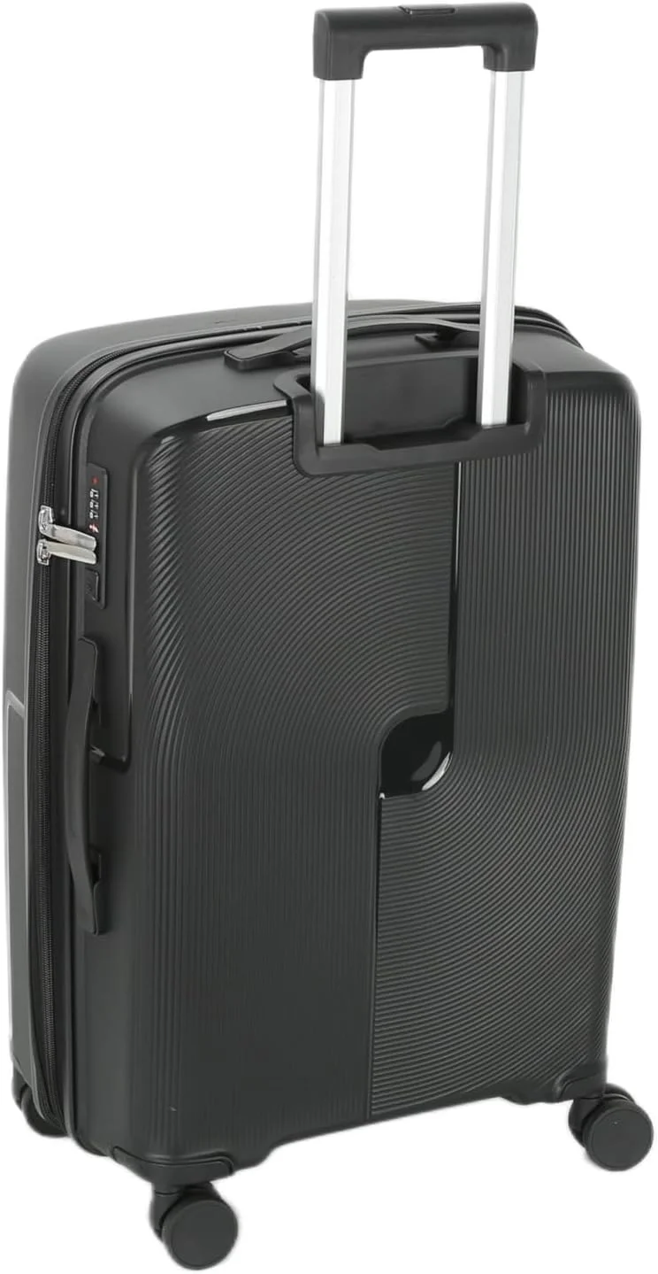 چمدان بزرگ H.T با پوسته سخت بادوام، چرخ‌های اسپینر، دسته تلسکوپی و زیپ‌های ضد سرقت (115 لیتر، چمدان مسافرتی سبک وزن) (مشکی، بزرگ سایز 28 اینچ)