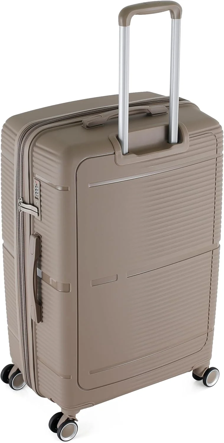 چمدان بزرگ H.T - چمدان های بادوام با بدنه سخت، چرخ های اسپینر، دسته تلسکوپی و زیپ های ضد سرقت (100 لیتر، چمدان مسافرتی سبک وزن) (شامپاینی، بزرگ سایز 28 اینچ)
