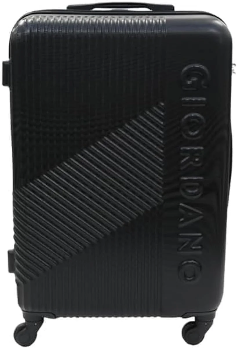 چمدان متوسط طرح لوگو جیوردانو مشکی، بدنه سخت ABS سبک و بادوام، چمدان چرخدار 24 اینچی با 4 چرخ و قفل 3 رقمی ایمن.