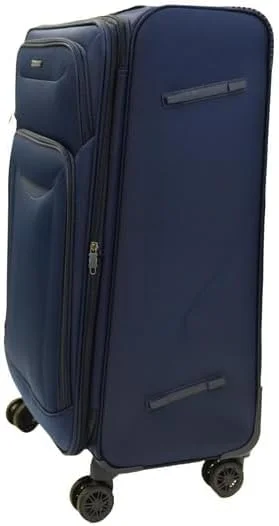 چمدان بزرگ سری کازابلانکا جیوردانو، آبی سرمه ای، نایلون نرم، سبک وزن، بادوام، قابلیت افزایش فضا، 4 چرخ، کیف چمدان چرخ دار 28 اینچی با قفل 3 رقمی ایمن