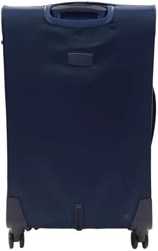 چمدان بزرگ سری کازابلانکا جیوردانو، آبی سرمه ای، نایلون نرم، سبک وزن، بادوام، قابلیت افزایش فضا، 4 چرخ، کیف چمدان چرخ دار 28 اینچی با قفل 3 رقمی ایمن