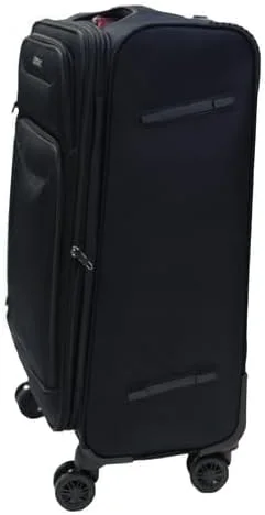 چمدان متوسط چرخدار جیوردانو سری کازابلانکا مشکی، نایلون نرم، سبک وزن، بادوام، قابل افزایش حجم، 4 چرخ، سایز 24 اینچ با قفل 3 رقمی امن