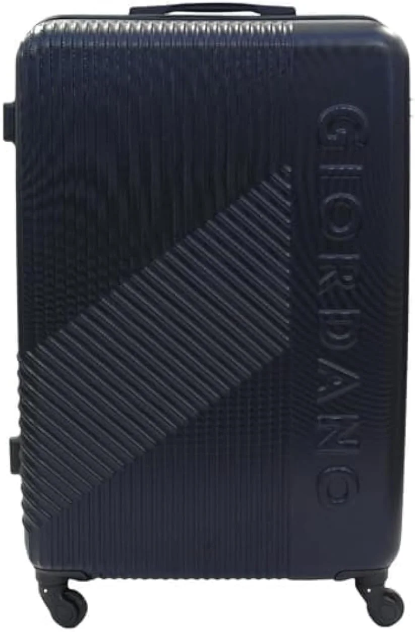 چمدان بزرگ سری لوگو جیوردانو، آبی سرمه ای، بدنه سخت ABS، سبک و بادوام، چمدان چرخدار 28 اینچی با 4 چرخ و قفل 3 رقمی.