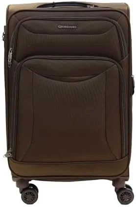 چمدان متوسط سری کازابلانکا GIORDANO قهوه ای، نایلون نرم، سبک وزن، بادوام، قابل افزایش، 4 چرخ، کیف چرخدار سایز 24 اینچ با قفل 3 رقمی ایمن