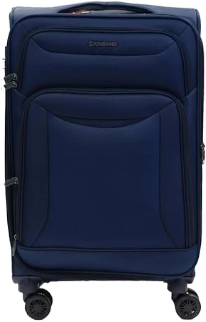 چمدان متوسط چرخدار جیوردانو سری کازابلانکا، سرمه ای، نایلون نرم، سبک وزن، بادوام، قابل افزایش حجم، 4 چرخ، سایز 24 اینچ با قفل 3 رقمی ایمن
