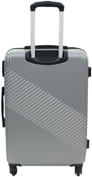 چمدان متوسط طرح لوگو جیوردانو نقره ای، بدنه سخت ABS سبک و بادوام، چمدان چرخ دار 24 اینچی با 4 چرخ و قفل 3 رقمی.