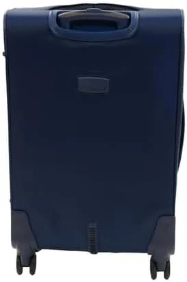 چمدان متوسط چرخدار جیوردانو سری کازابلانکا، سرمه ای، نایلون نرم، سبک وزن، بادوام، قابل افزایش حجم، 4 چرخ، سایز 24 اینچ با قفل 3 رقمی ایمن