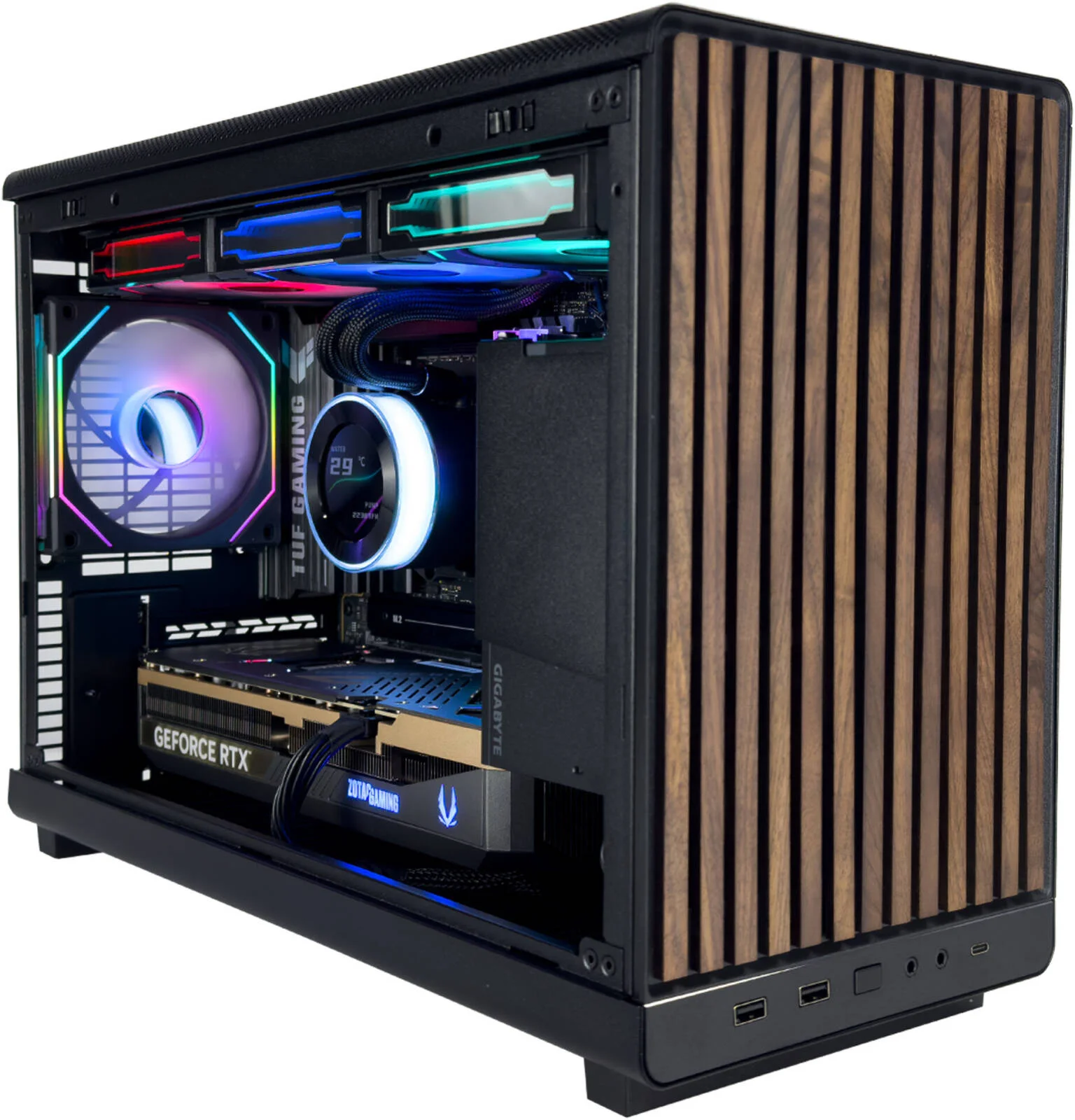 کامپیوتر گیمینگ NanoStrike - پردازنده Intel Core i7-14700KF با 20 هسته و 28 رشته، NVIDIA RTX 5070 Ti 16GB، رم 32GB DDR5 با فرکانس 6000MHz، حافظه SSD 1TB Gen 4، منبع تغذیه 850W 80 PLUS، خنک کننده مایع 360mm، Wi-Fi + BT کامپیوتر گیمینگ NanoStrike - پردازنده Intel Core i7-14700KF با 20 هسته و 28 رشته، NVIDIA RTX 5070 Ti 16GB، رم 32GB DDR5 با فرکانس 6000MHz، حافظه SSD 1TB Gen 4، منبع تغذیه 850W 80 PLUS، خنک کننده مایع 360mm، Wi-Fi + BT