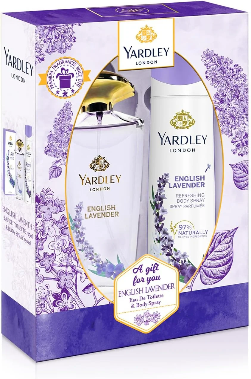 مجموعه هدیه معطر اسطوخودوس انگلیسی یاردلی - ادو تویلت 125 میلی لیتر + اسپری بدن 150 میلی لیتر | طراوت معطر گلی، رایحه آرامش بخش | برای بانوان