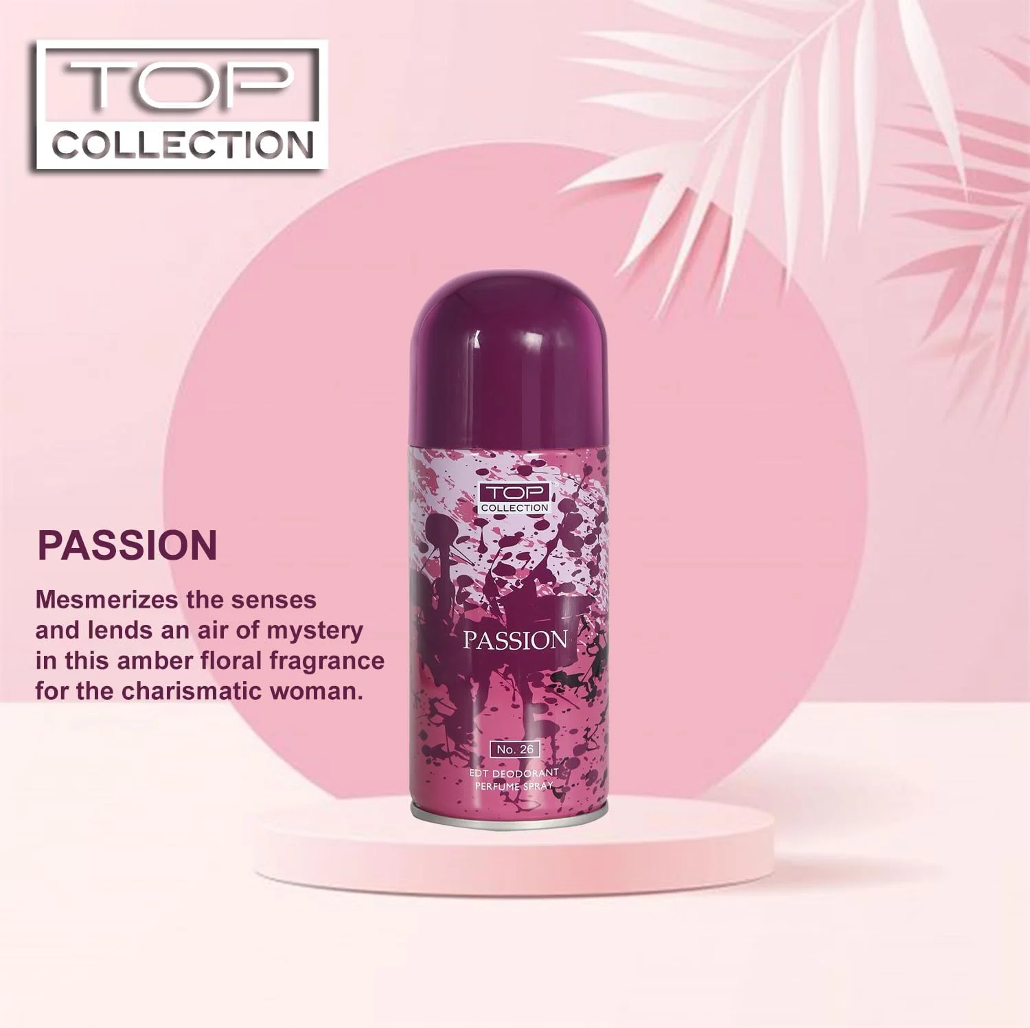 اسپری خوشبو کننده بدن تاپ کالکشن - پشن 150 میلی لیتر | رایحه گلی شیرین | عطر برای طراوت ماندگار | اسپری بدن ممتاز برای بانوان | خوشبو کننده بدن مناسب استفاده روزانه برای بانوان | ساخت امارات متحده عربی