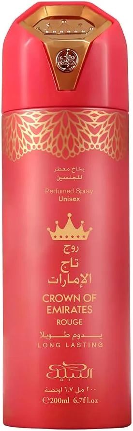 اسپری خوشبو کننده بدن 200 میل نبیل مدل Crown Of Emirates Rouge
