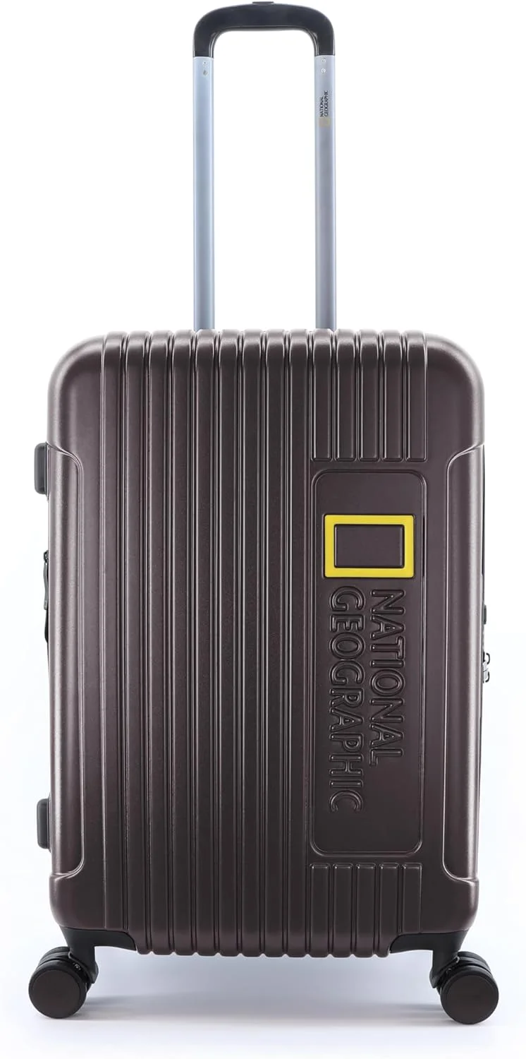 چمدان سایز متوسط سخت National Geographic Canyon ABS/PC رنگ گِلی متالیک، بادوام، سبک وزن، دارای زیپ ضد سرقت، قفل TSA و 4 چرخ دوبل (سایز 24 اینچ).
