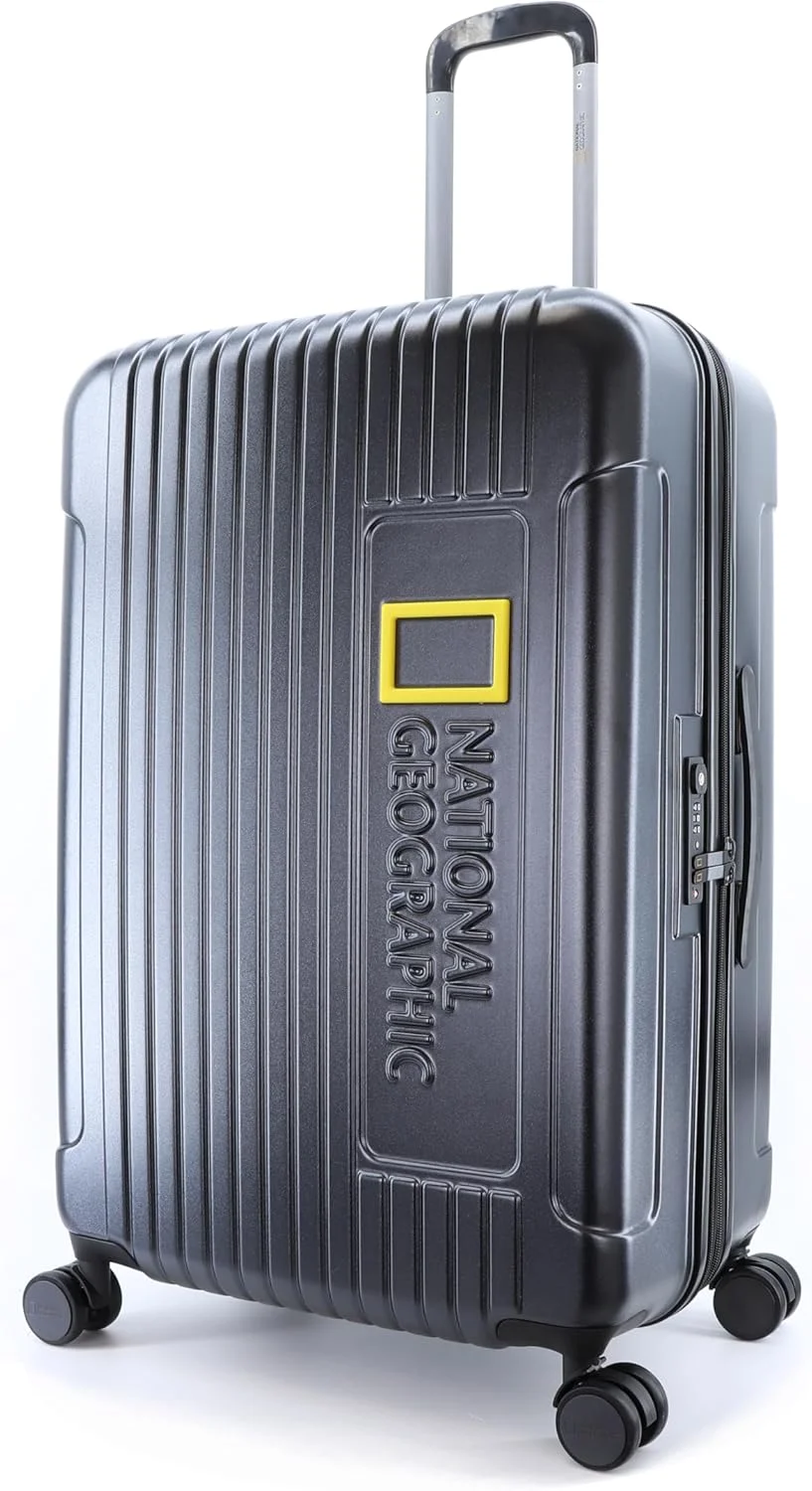 چمدان بزرگ سایز باربری سخت پوسته ABS/PC نشنال جئوگرافیک مدل Canyon، مشکی متالیک، بادوام، سبک وزن، دارای زیپ ضد سرقت، قفل TSA و قابلیت افزایش حجم، کیف ترولی 4 چرخ دوبل (28 اینچ) چمدان بزرگ سایز باربری سخت پوسته ABS/PC نشنال جئوگرافیک مدل Canyon، مشکی متالیک، بادوام، سبک وزن، دارای زیپ ضد سرقت، قفل TSA و قابلیت افزایش حجم، کیف ترولی 4 چرخ دوبل (28 اینچ)