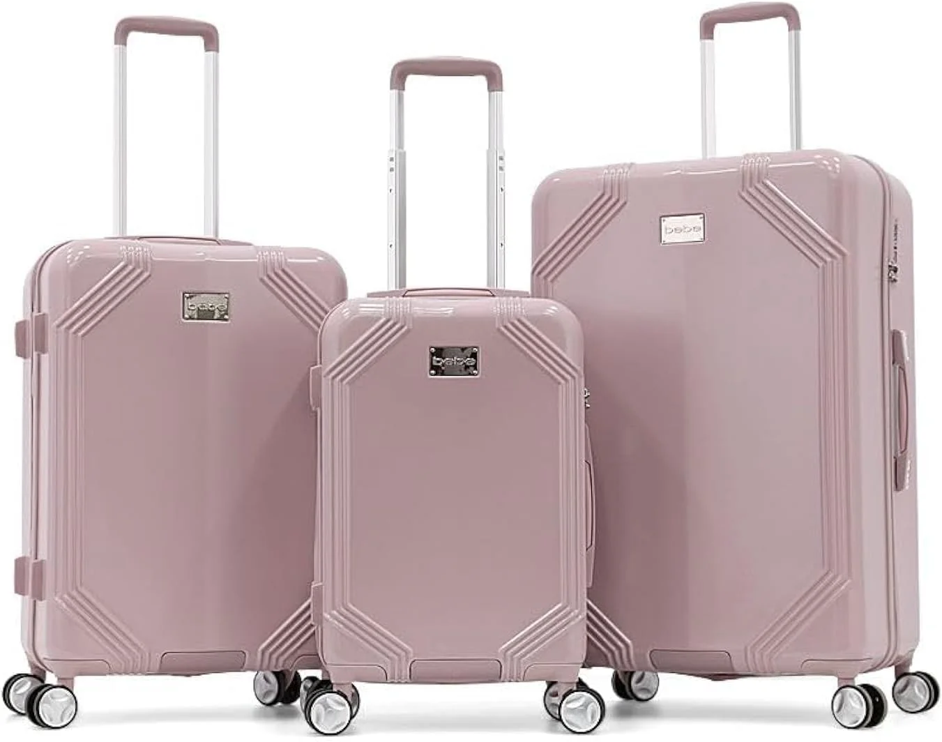 چمدان چرخشی سبک وزن BEBE Eugenia با قفل TSA (صورتی رز، سایز 20 اینچ)