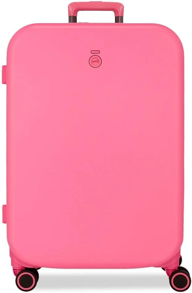 چمدان متوسط ​​Enso Annie صورتی 48x70x28 سانتی متر ABS سخت قفل TSA یکپارچه 79 لیتر 4.3 کیلوگرم 4 چرخ دوبل، صورتی، چمدان متوسط