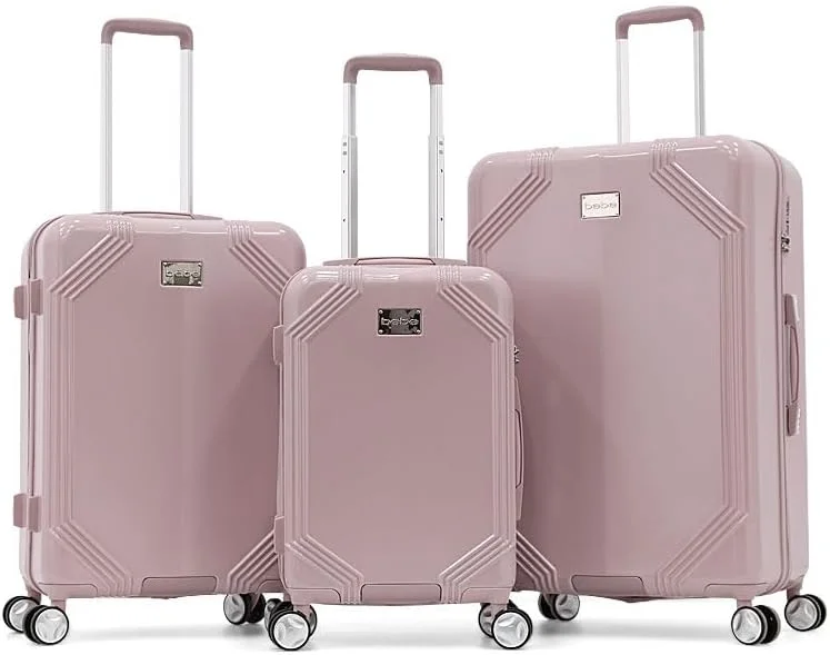 چمدان چرخشی سبک وزن BEBE Eugenia با قفل TSA (صورتی رز، 28 اینچ)