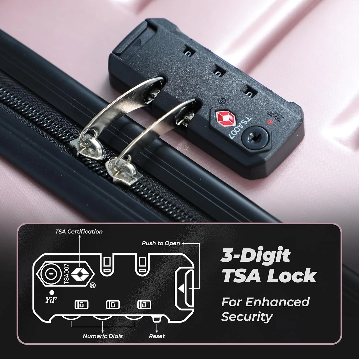 چمدان چرخ دار بی پایان با ابعاد ۷۵ سانتی متر | چمدان سخت، ساخته شده از مواد ABS + پلی کربنات | دارای ۴ چرخ گردان ۳۶۰ درجه برای مسافرت به همراه قفل TSA | رنگ: رزگلد چمدان چرخ دار بی پایان با ابعاد ۷۵ سانتی متر | چمدان سخت، ساخته شده از مواد ABS + پلی کربنات | دارای ۴ چرخ گردان ۳۶۰ درجه برای مسافرت به همراه قفل TSA | رنگ: رزگلد