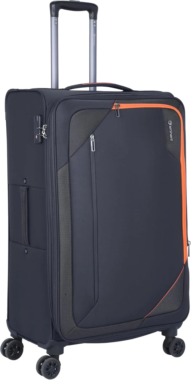 چمدان چرخدار نرم پلی استر قابل گسترش یونی‌سکس ایمیننت با 4 چرخ دوبل گردان و قفل TSA و زیپ ایمن، E765SZ (چمدان سایز بزرگ 28 اینچ، مشکی)