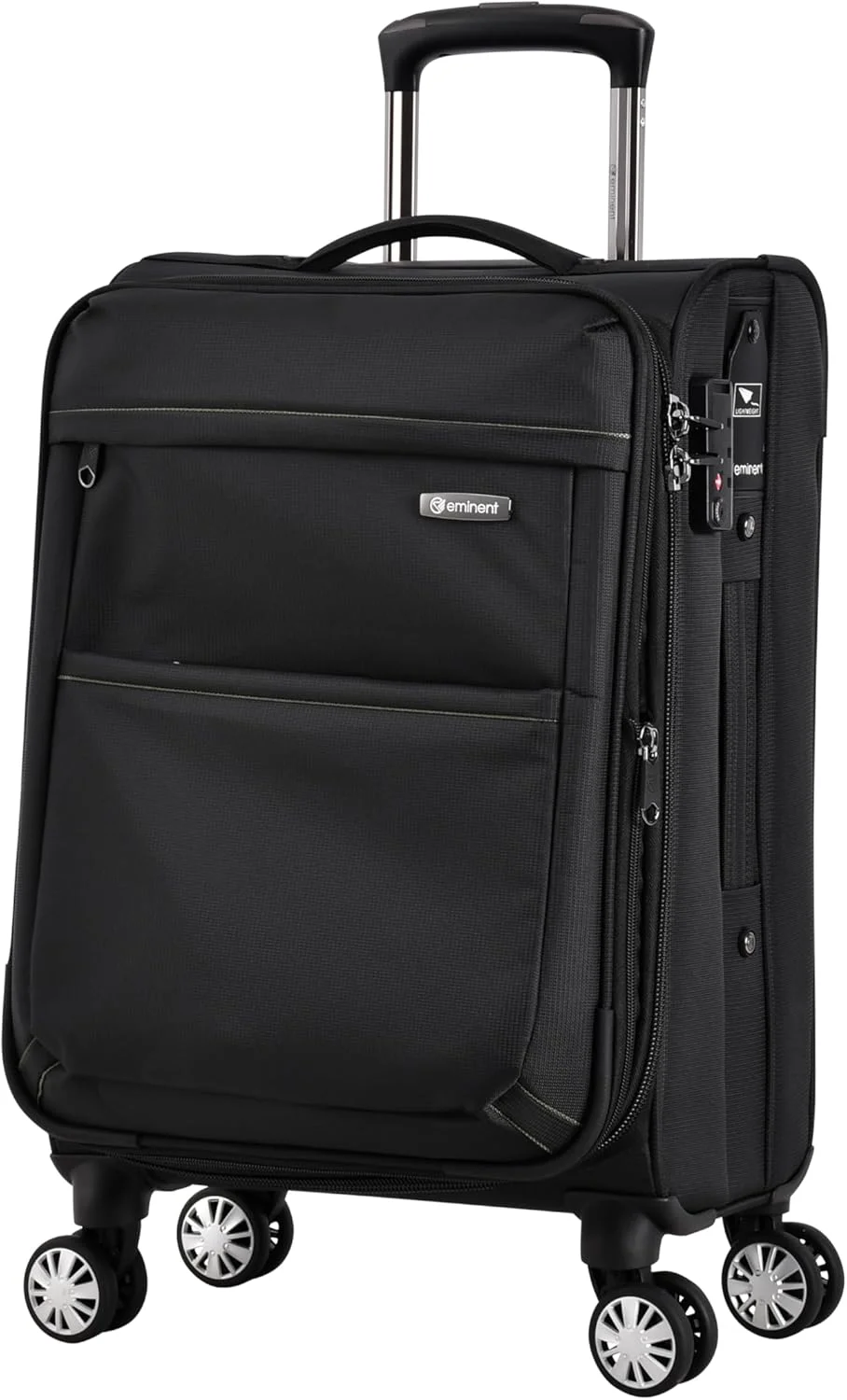 چمدان چرخدار بزرگ شونده امیننت، چمدان نرم پلی استر سبک وزن مناسب سفر برای همه با قفل TSA و چرخ های دوبل اسپینر مدل V6093SZ (سایز کابین 20 اینچ، مشکی)
