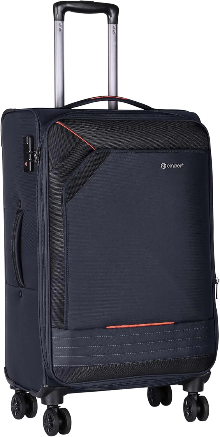 چمدان چرخدار نرم و سبک وزن ایمیننت، مناسب برای همه، با قابلیت افزایش فضا، 4 چرخ دوبل گردان، قفل TSA و زیپ ایمن، مدل E777SZ (ست 3 عددی، مشکی)