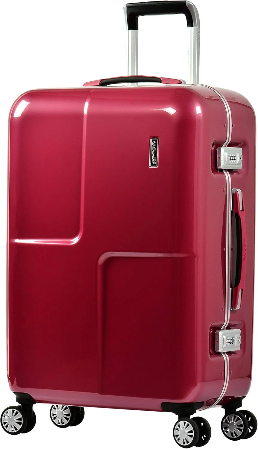 چمدان مسافرتی سبک وزن پلی کربنات ماکرولون برجسته، چمدان جذاب با چرخ های دوبل و قفل مورد تایید TSA مدل E9L0-Mirror (چمدان سایز بزرگ 24 اینچ، صورتی تیره)
