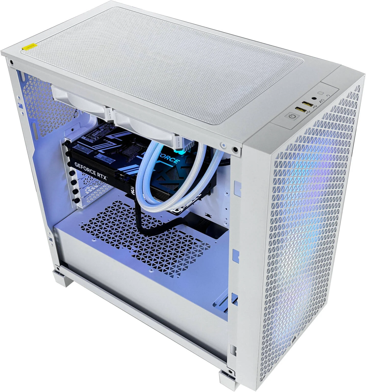 کامپیوتر گیمینگ Revolution R5 - پردازنده AMD Ryzen 5 8400F با 6 هسته و 12 رشته، کارت گرافیک NVIDIA RTX 5070 با 12 گیگابایت حافظه، 32 گیگابایت رم DDR5 با فرکانس 6000 مگاهرتز، 1 ترابایت SSD Gen 4، منبع تغذیه 750W 80 PLUS، خنک کننده مایع پردازنده 240 میلی متری، Wi-Fi + BT