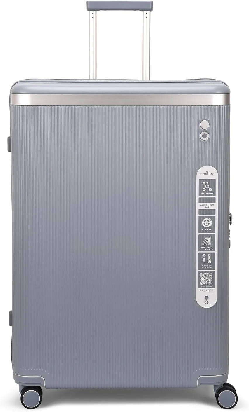 چمدان چرخ دار سخت ایکولاک Dynasty سایز 76.5 سانتی متر، غیر قابل افزایش حجم، 4 چرخ دوبل، مناسب برای تحویل بار - آبی یخی - PC142 28A