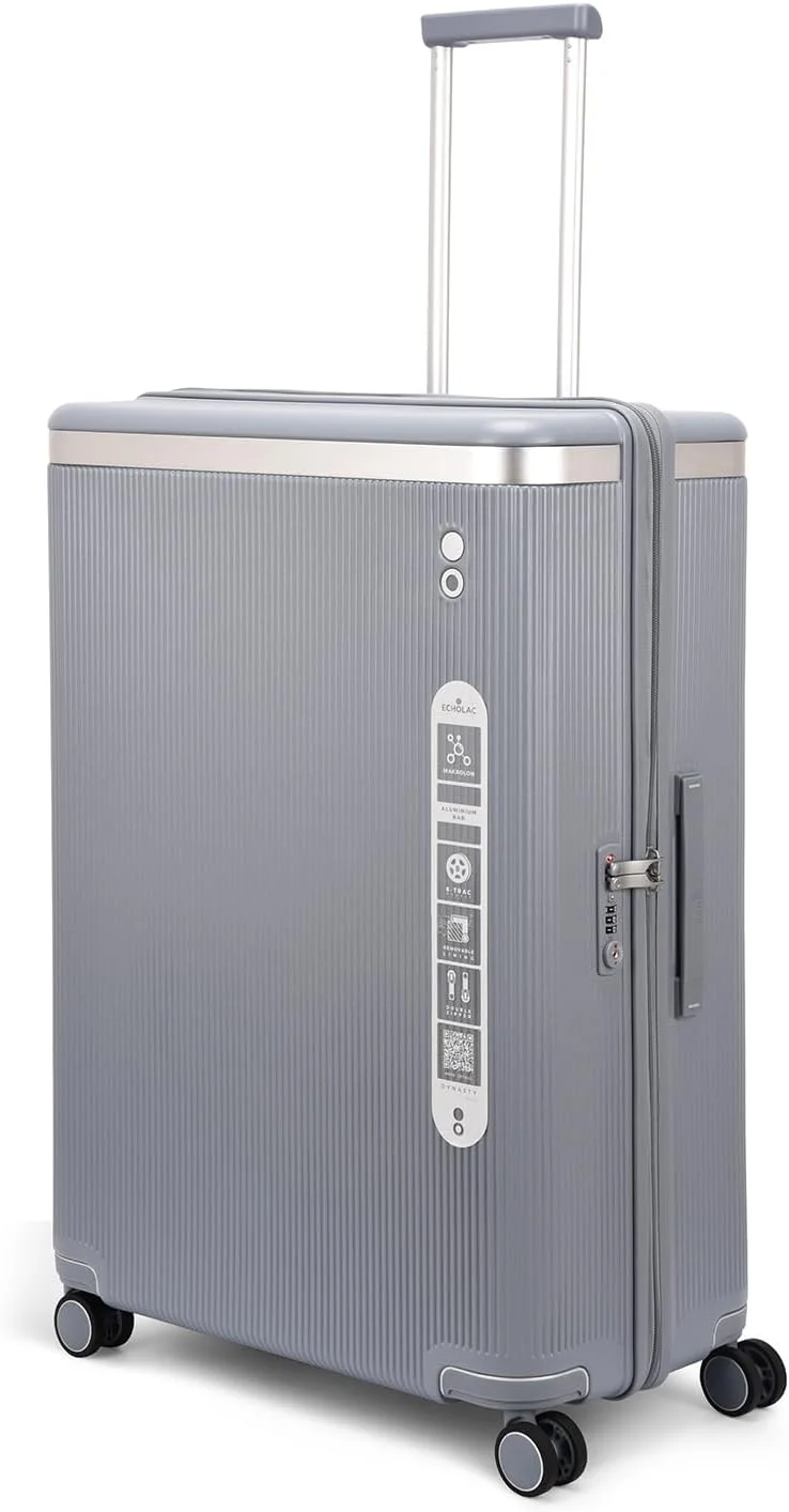 چمدان چرخ دار سخت ایکولاک Dynasty سایز 76.5 سانتی متر، غیر قابل افزایش حجم، 4 چرخ دوبل، مناسب برای تحویل بار - آبی یخی - PC142 28A