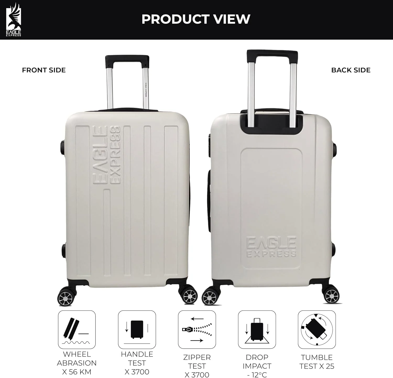 چمدان چرخدار سخت ABS ونچر سایز 28 اینچ - سفید