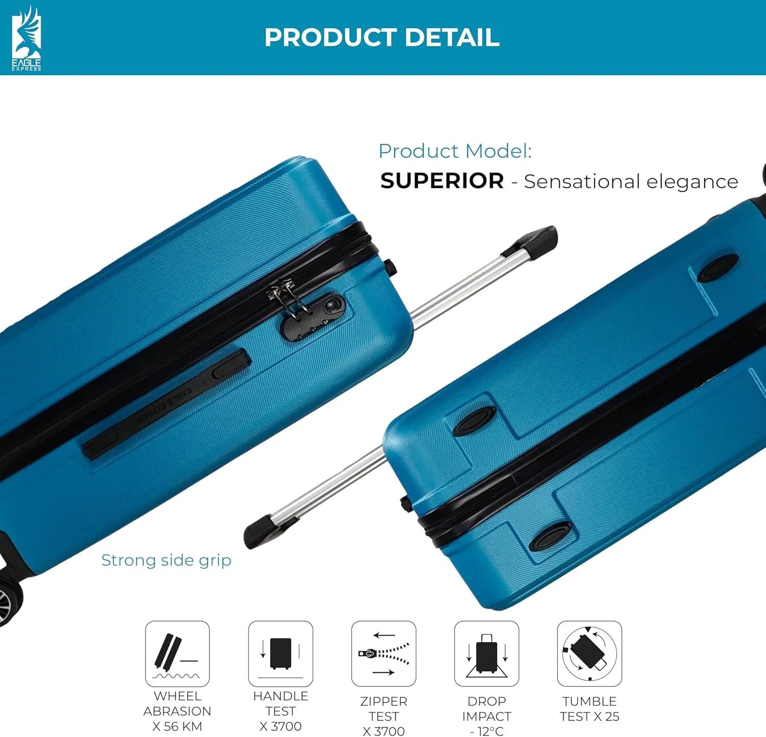 ترولی سخت ABS عالی سایز 24 اینچ آبی