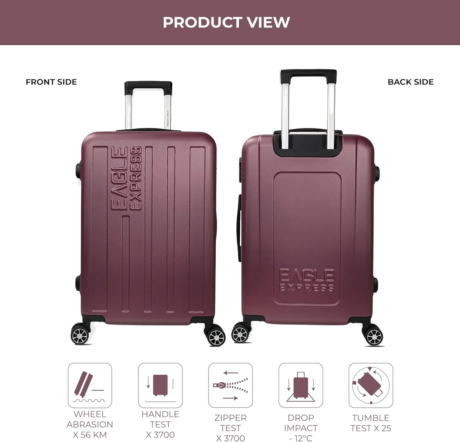 چمدان چرخ‌دار سخت ای‌بی‌اس ونچر سایز ۲۴ اینچ - قرمز مایل به بنفش