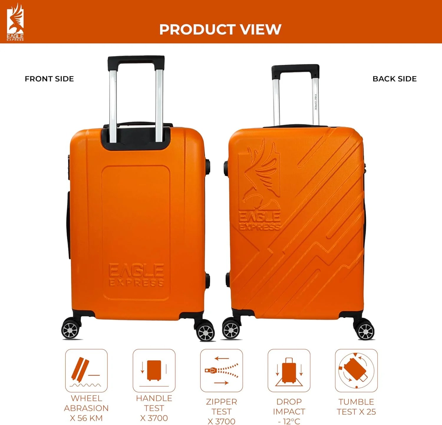 ترولی سخت و مقاوم ABS، سایز ۲۴ اینچ، نارنجی