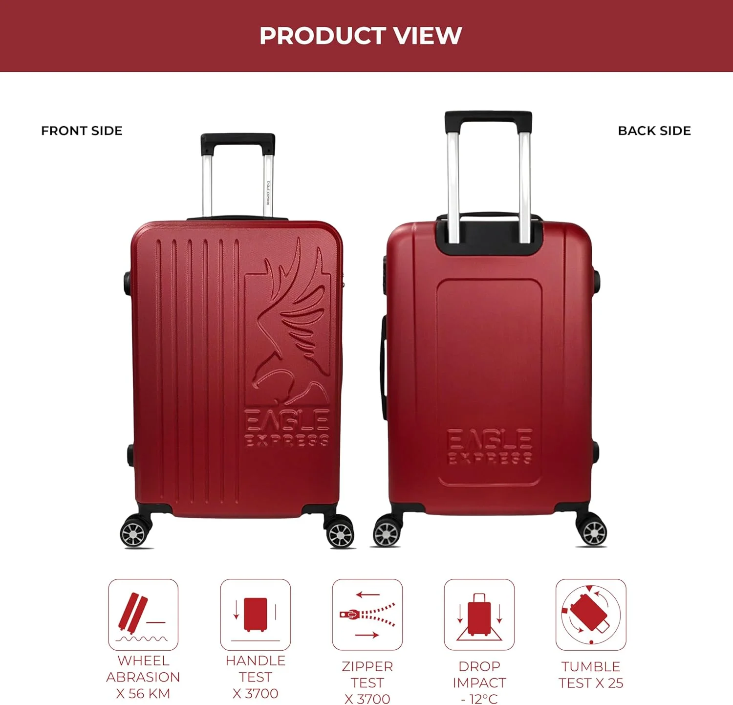 چمدان چرخدار سخت ABS سوپریور، سایز 20 اینچ، رنگ بورگاندی