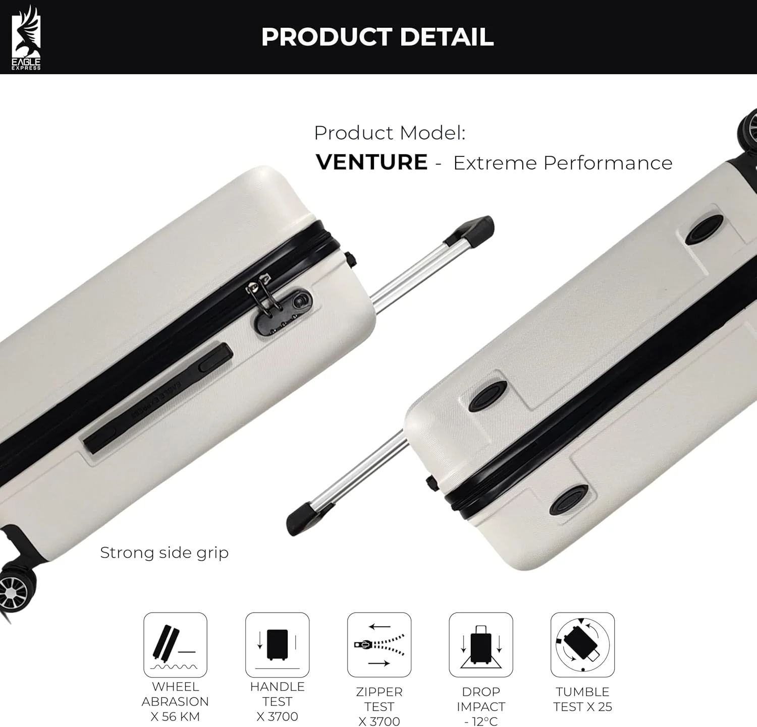 ترولی سخت ABS ونچر سایز ۲۴ اینچ سفید