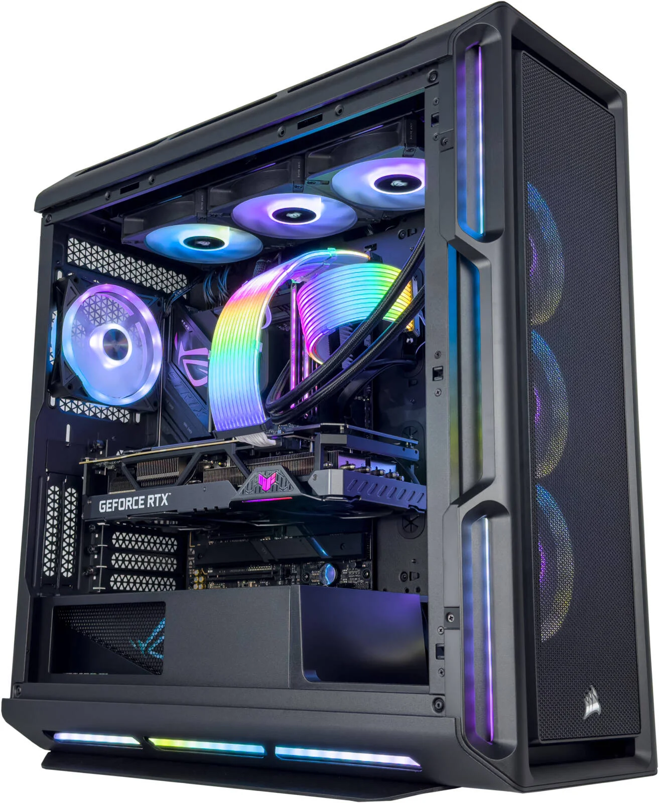 کامپیوتر گیمینگ تایتان X - پردازنده Intel Core Ultra 9 285K با 24 هسته و 24 رشته، کارت گرافیک NVIDIA RTX 5080 با 16 گیگابایت حافظه، 32 گیگابایت رم DDR5 با فرکانس 6000 مگاهرتز، 2 ترابایت SSD Gen 5، منبع تغذیه 1000W 80 PLUS Gold، خنک کننده مایع 360 میلی متری، Wi-Fi + BT