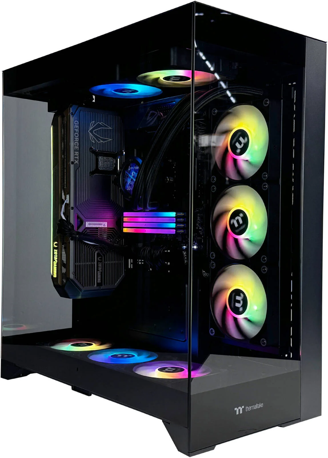 کامپیوتر گیمینگ TitanX - پردازنده AMD Ryzen 9 9950X3D با 16 هسته و 32 رشته، کارت گرافیک NVIDIA RTX 5080 با 16 گیگابایت حافظه، 32 گیگابایت رم DDR5 با فرکانس 6000 مگاهرتز، 2 ترابایت SSD Gen 5، منبع تغذیه 1200 وات 80 Plus، خنک کننده مایع 360 میلی متری، Wi-Fi + BT