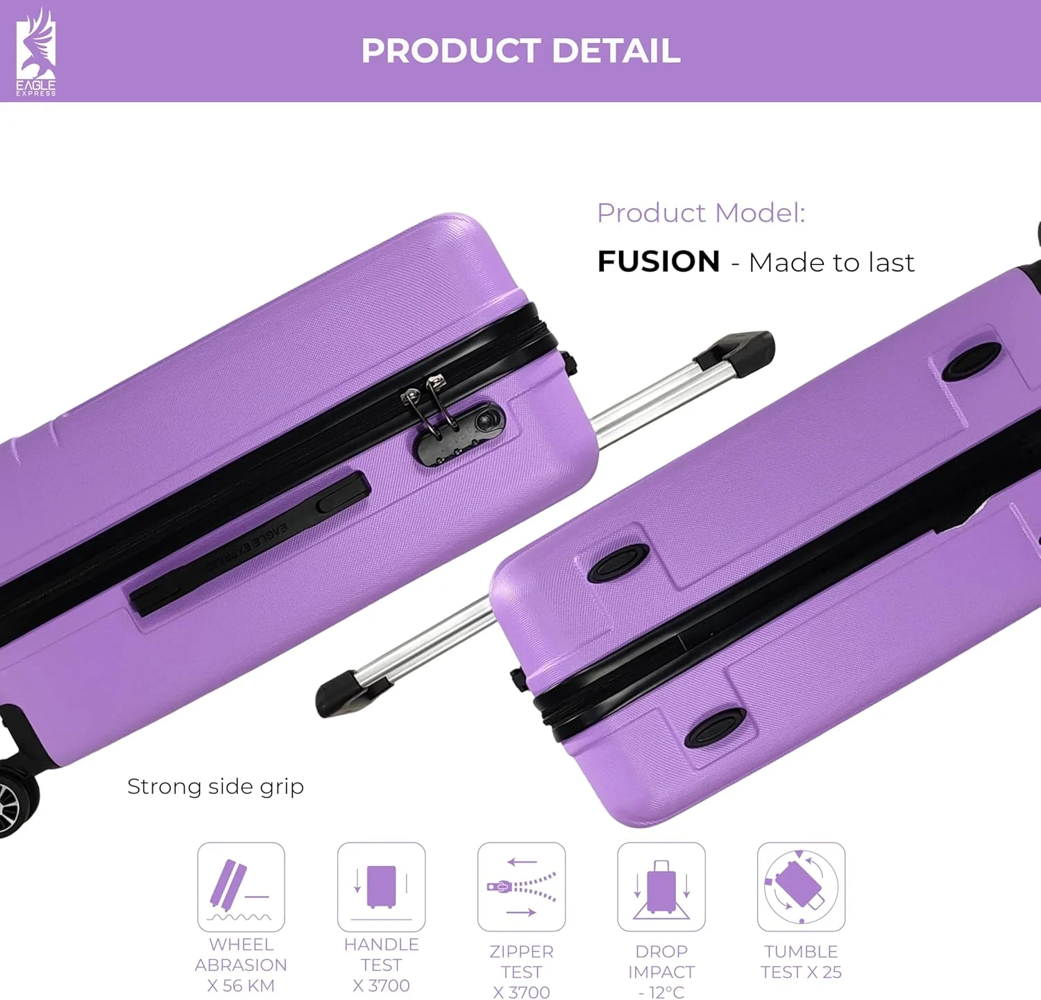 ترولی سخت فیوژن ABS سایز 20 اینچ - رنگ ارکیده