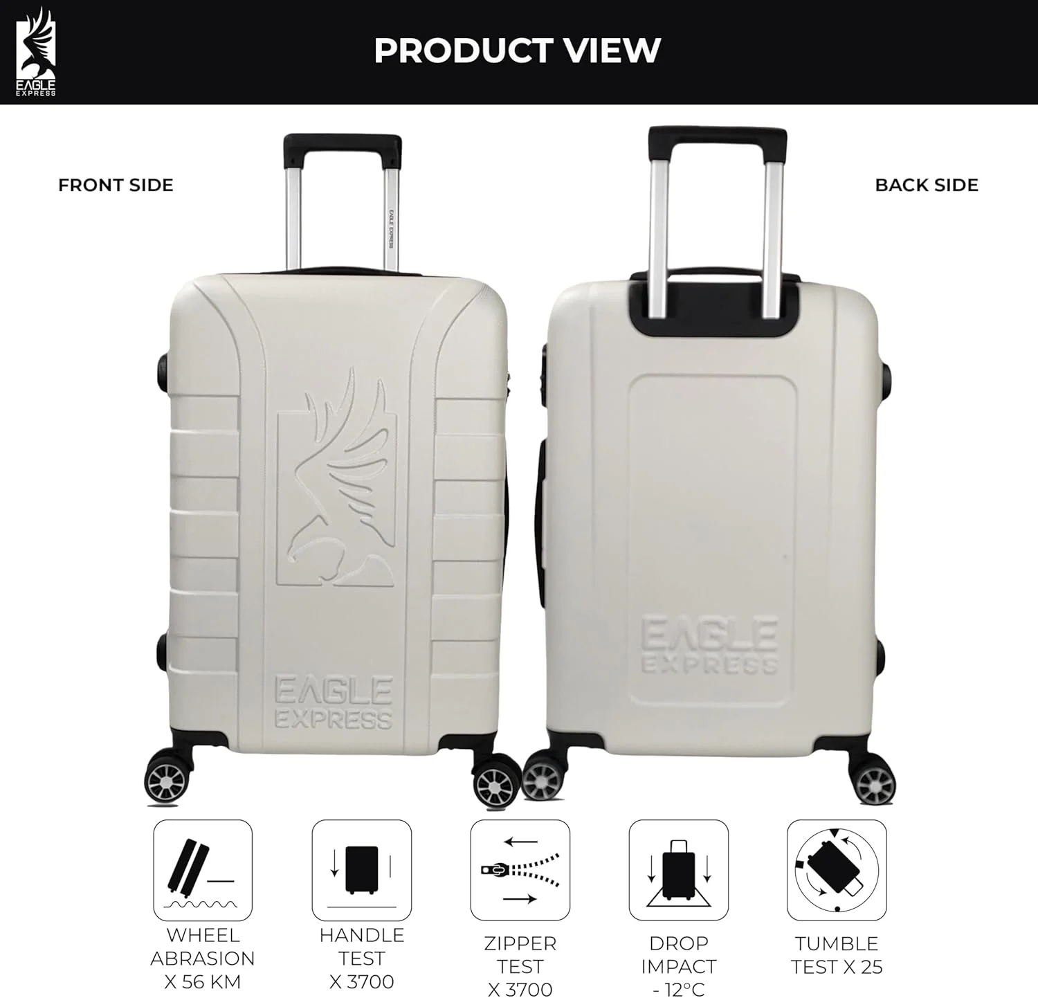 چمدان سخت بدنه ABS الیسیوم سایز 20 اینچ - سفید