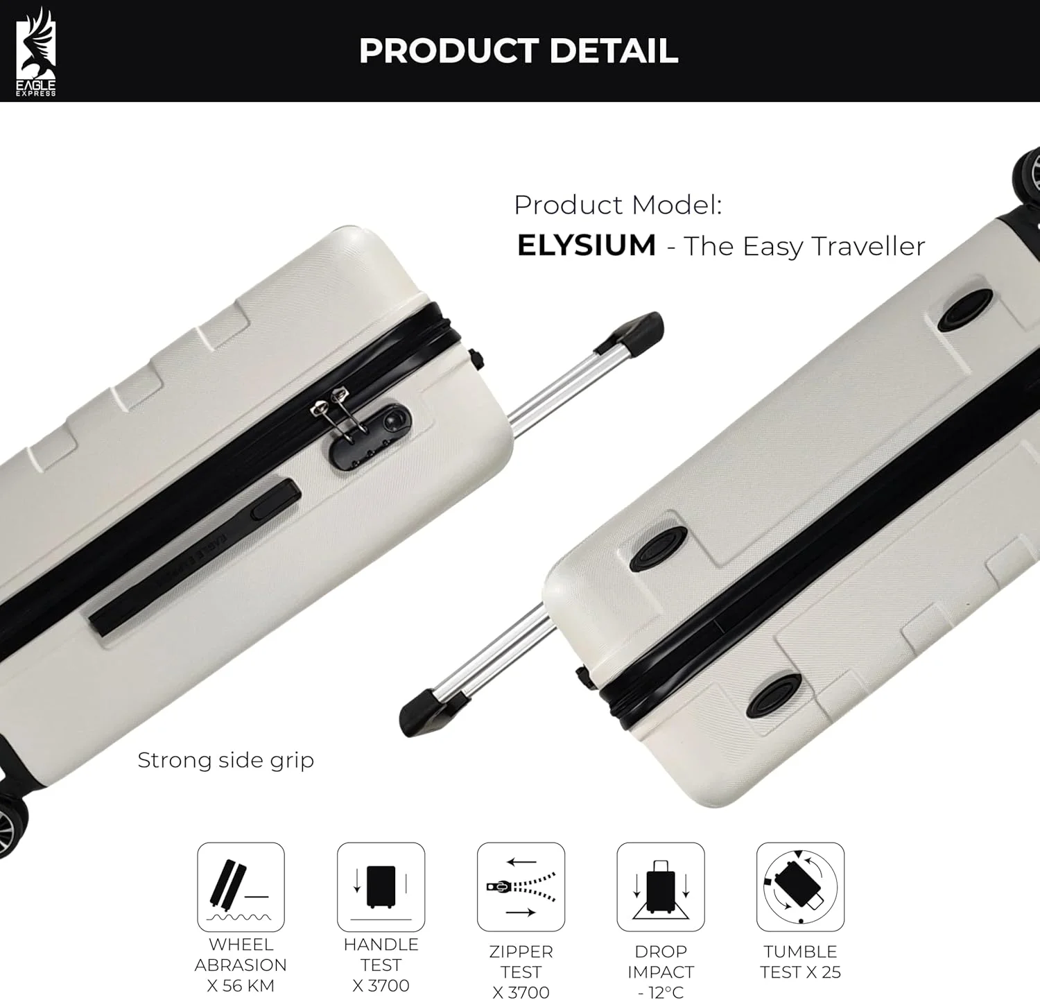 چمدان سخت ایلیزیوم ABS سایز ۲۴ اینچ سفید