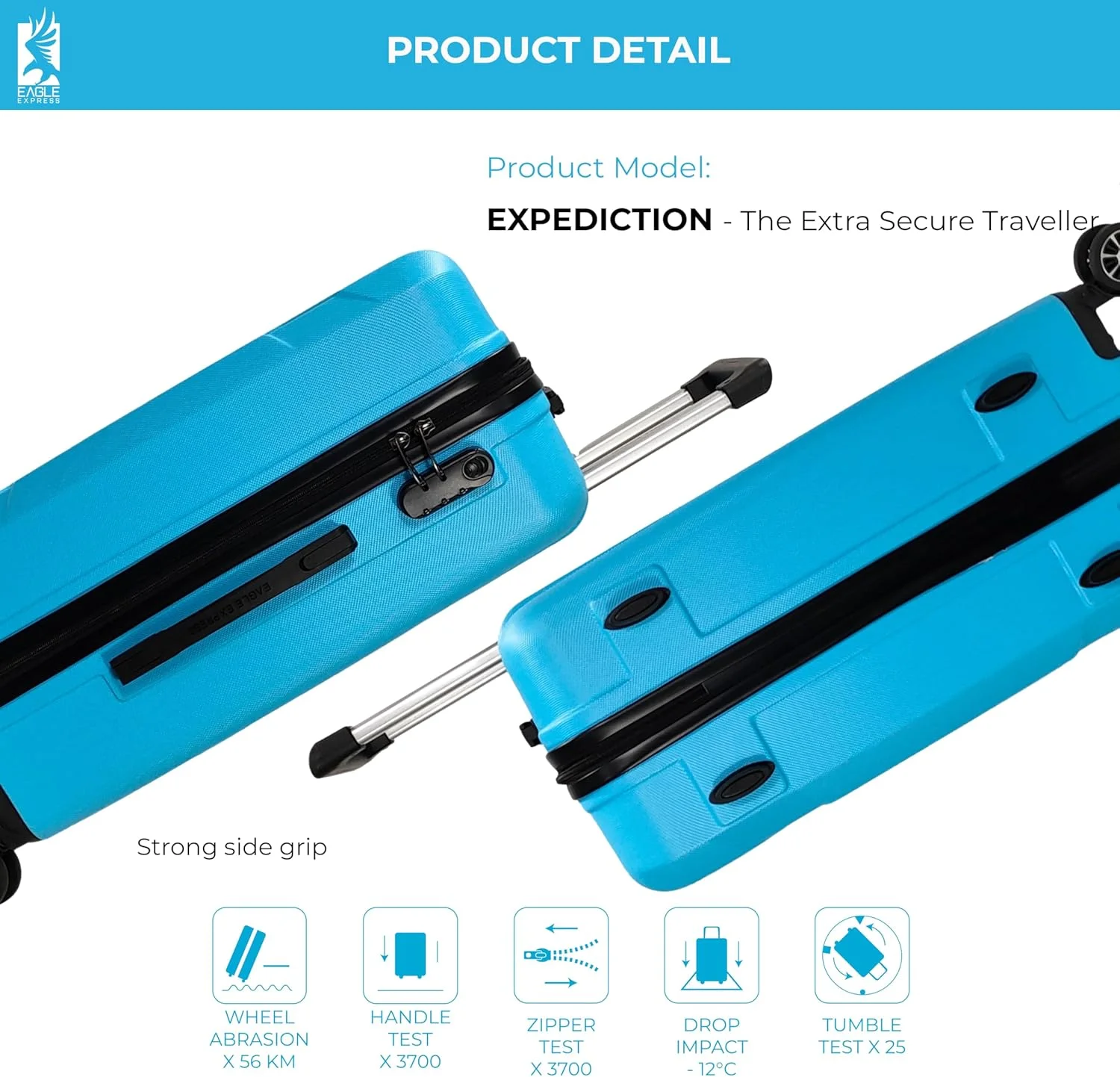 چمدان سخت ABS اکسپدیشن سایز 28 اینچ آبی روشن