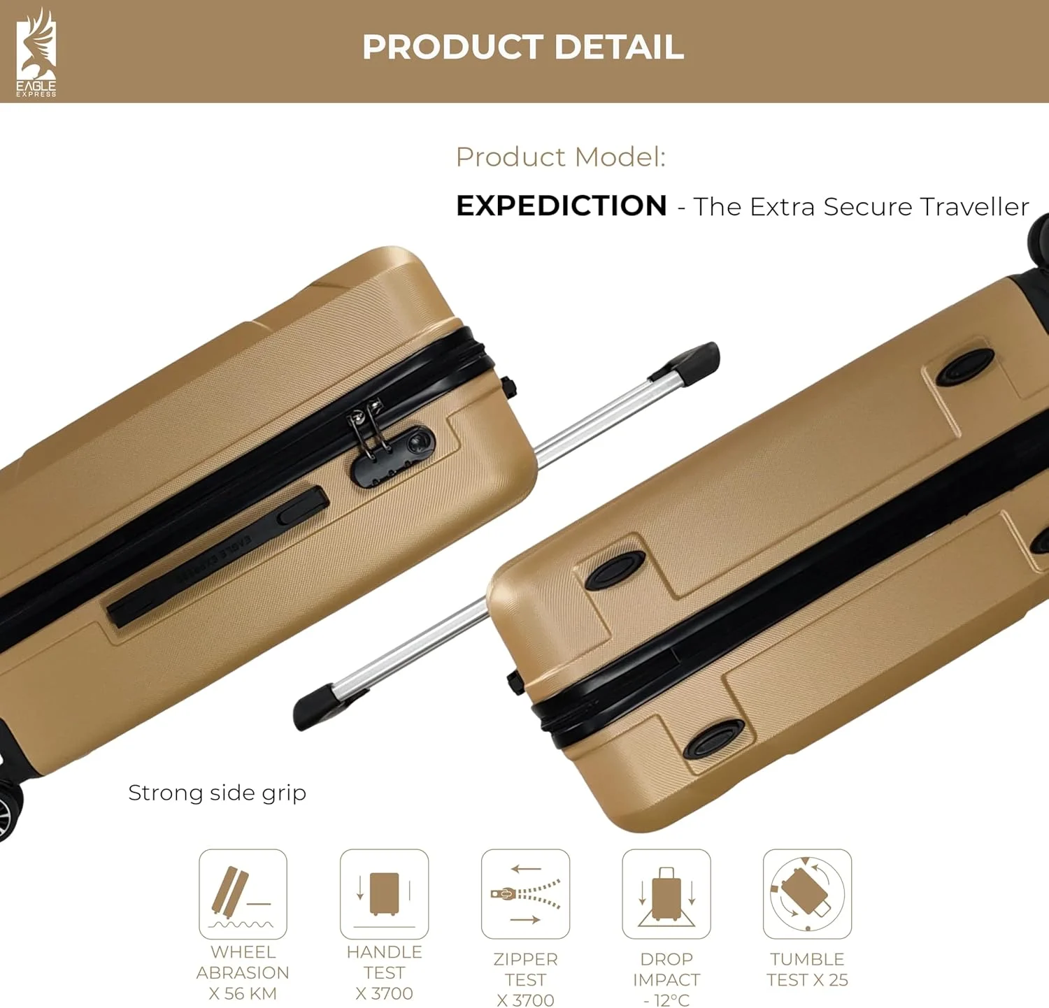 ترولی سخت ABS اکسپدیشن سایز 24 اینچ طلایی