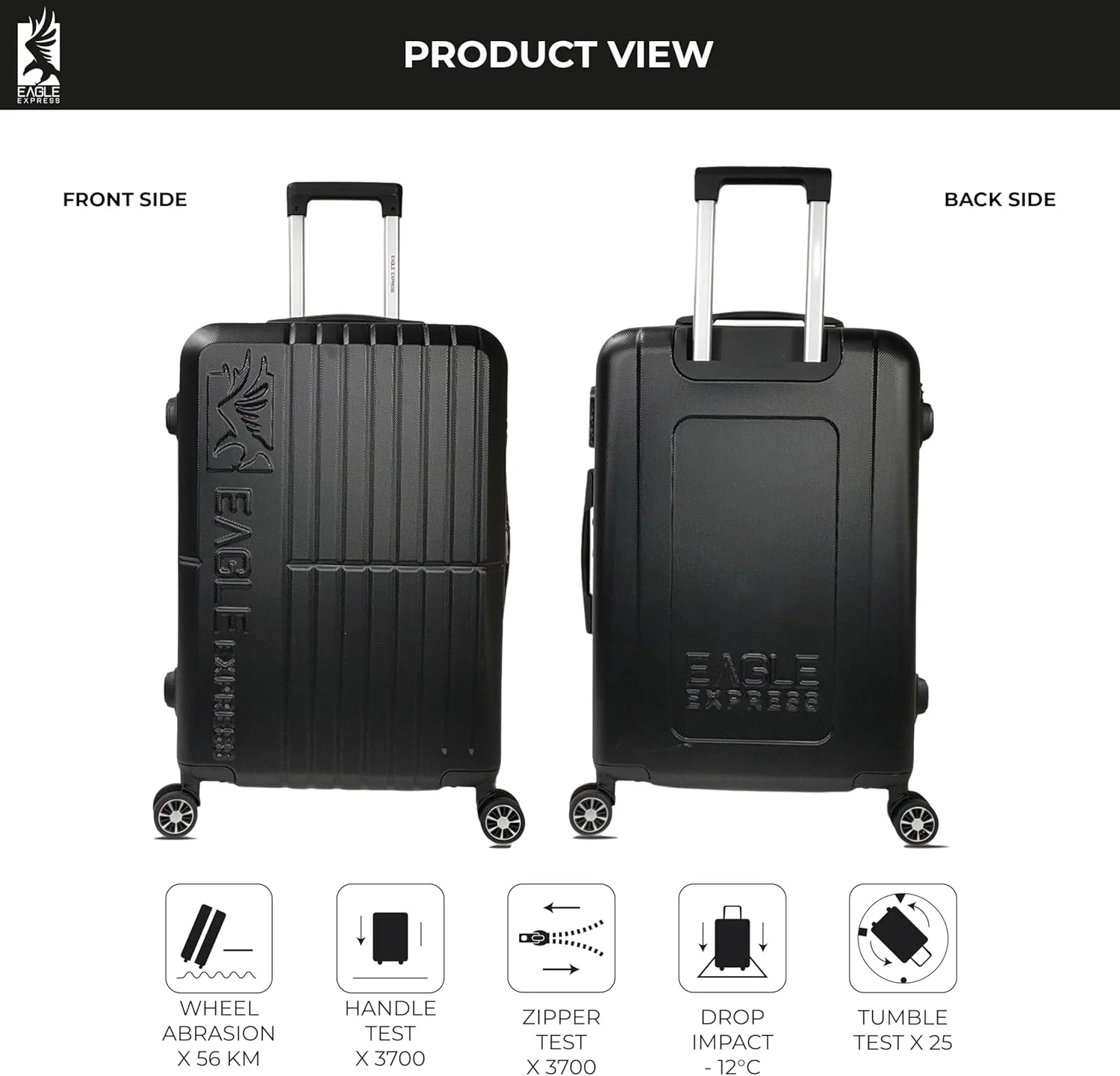 ترولی سخت ABS مدل AURA، سایز 24 اینچ، مشکی