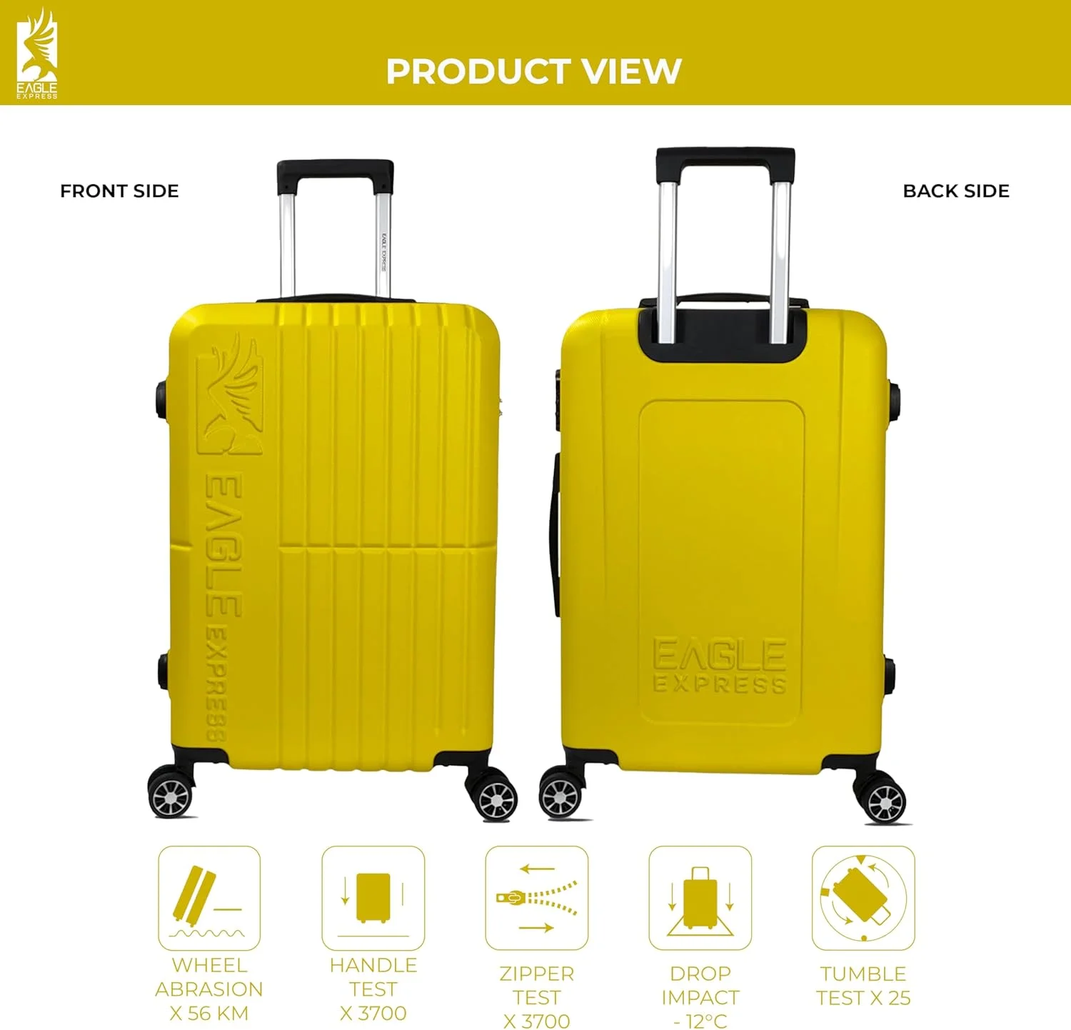 چمدان چرخ‌دار سخت ABS مدل AURA سایز ۲۸ اینچ - زرد