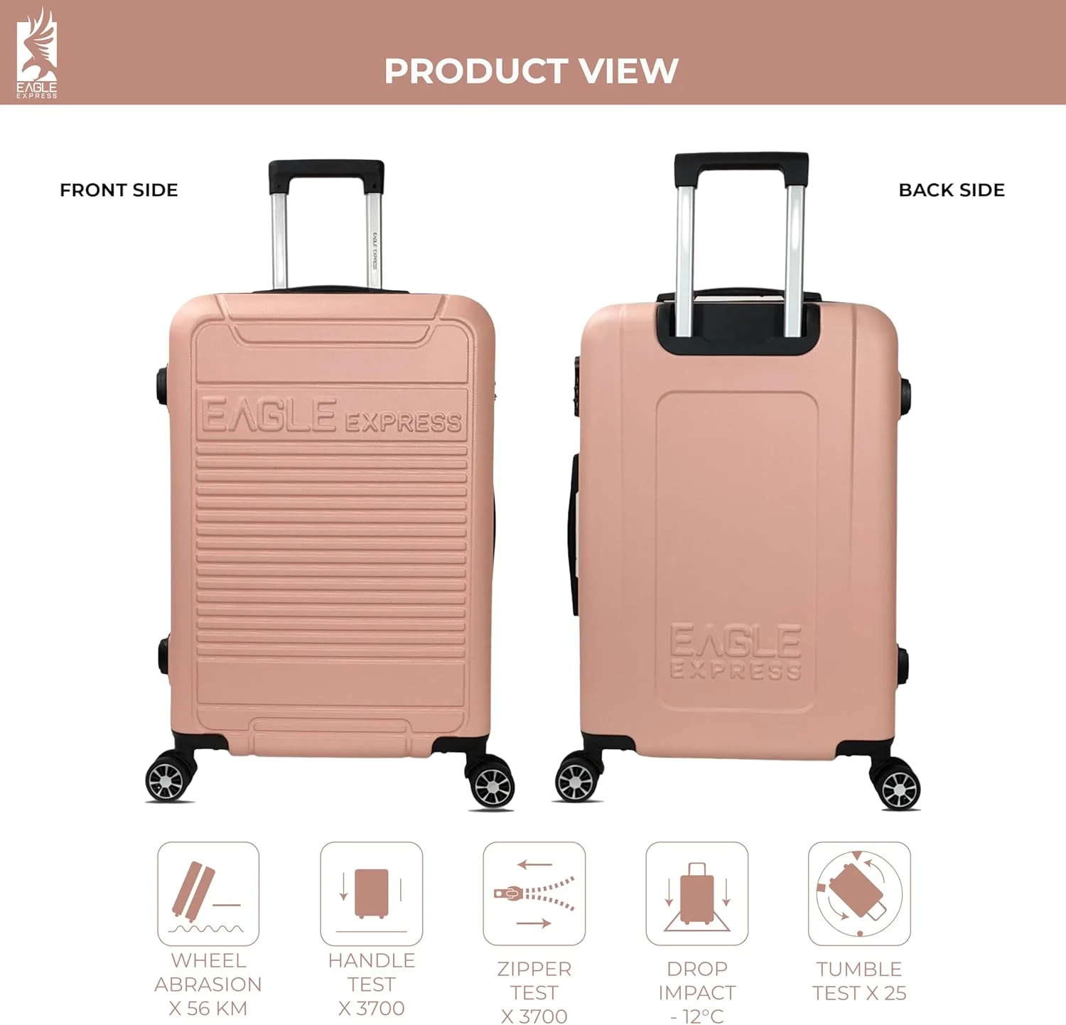 ترولی سخت ABS مدل DEFENDER، سایز ۲۴ اینچ، صورتی پاستیلی