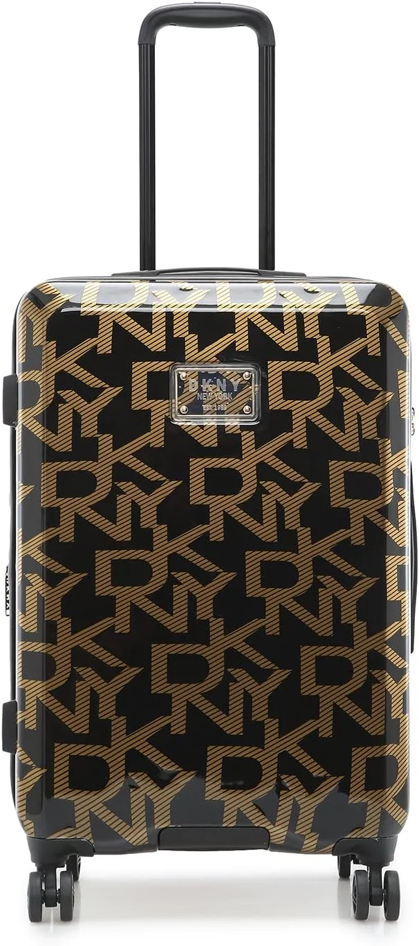 چمدان چرخدار سخت DKNY Deco Signature با روکش ABS/PC (مشکی/طلایی، سایز 24 اینچ)